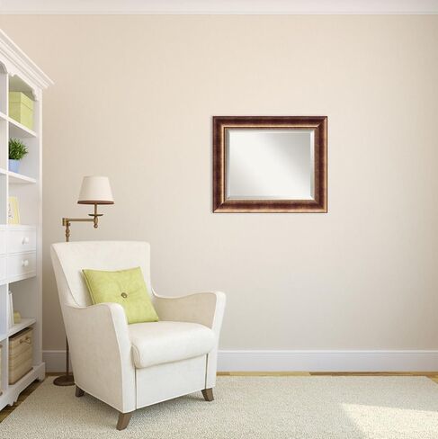 مرآة حائط فنية من أمانتي، مرآة إطار خشبي برونزي ميلانو لتزيين الحائط أو استخدامها كمرآة حمام للحوض (28.5 × 34.5 بوصة) مرآة مشطوفة، مرآة برونزية، مرآة كاجوال من وي، الولايات المتحدة الأمريكية in Kuwait