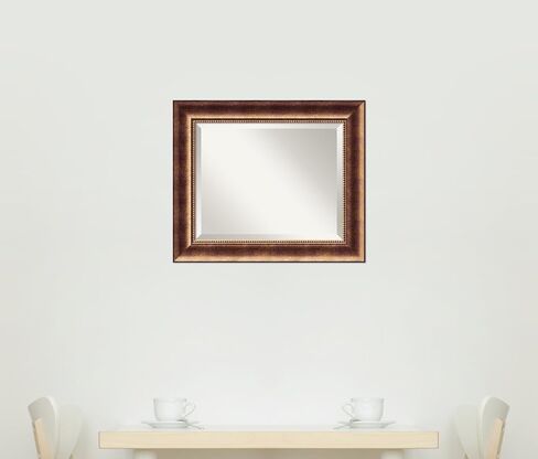 مرآة حائط فنية من أمانتي، مرآة إطار خشبي برونزي ميلانو لتزيين الحائط أو استخدامها كمرآة حمام للحوض (28.5 × 34.5 بوصة) مرآة مشطوفة، مرآة برونزية، مرآة كاجوال من وي، الولايات المتحدة الأمريكية in Kuwait