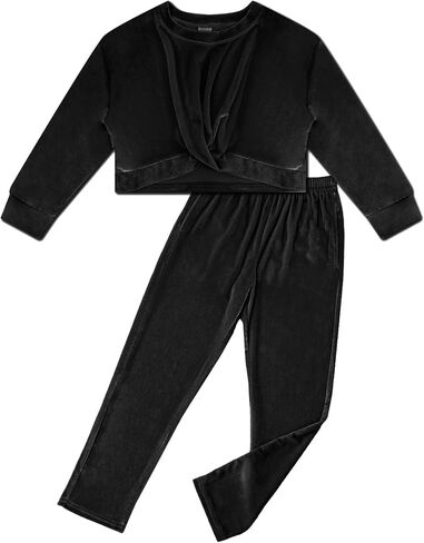 مجموعة بدلات رياضية للفتيات من JiAmy مكونة من قطعتين وسراويل رياضية وسترات رياضية للأطفال من عمر 5-12 سنة in Kuwait