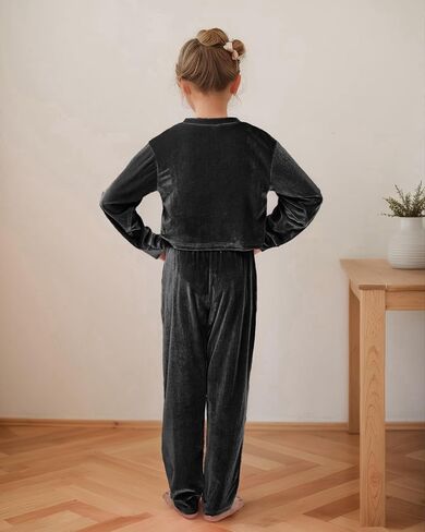 مجموعة بدلات رياضية للفتيات من JiAmy مكونة من قطعتين وسراويل رياضية وسترات رياضية للأطفال من عمر 5-12 سنة in Kuwait