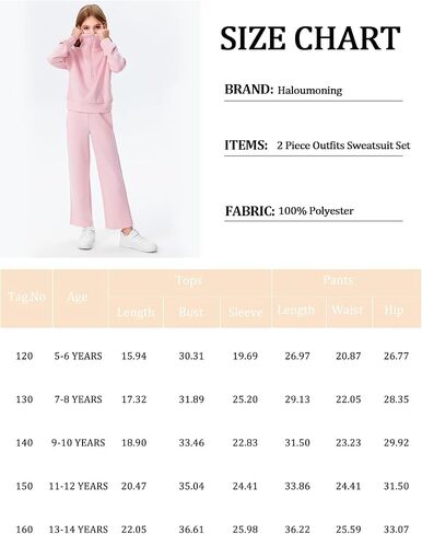 Haloumoning Girls 2 Piece Outfits Sweatsuit Half Zip Long Sleeve Sweatshirts Sweatpants Tracksuit Sets 5-14 years in Saudi Arabia