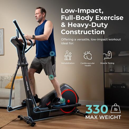 جهاز تدريب بيضاوي الشكل من شركة Sunny Health & Fitness Smart Endurance مع خطوة ممتدة، جهاز تمرين القلب المنزلي وجهاز تدريب لكامل الجسم، وصلة بلوتوث حصرية لتطبيق SunnyFit، خطوة اختيارية مقاس 14 بوصة و18 بوصة in Kuwait