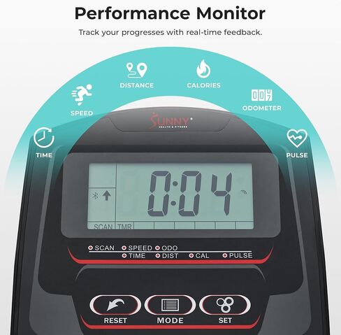 جهاز تدريب بيضاوي الشكل من شركة Sunny Health & Fitness Smart Endurance مع خطوة ممتدة، جهاز تمرين القلب المنزلي وجهاز تدريب لكامل الجسم، وصلة بلوتوث حصرية لتطبيق SunnyFit، خطوة اختيارية مقاس 14 بوصة و18 بوصة in Kuwait