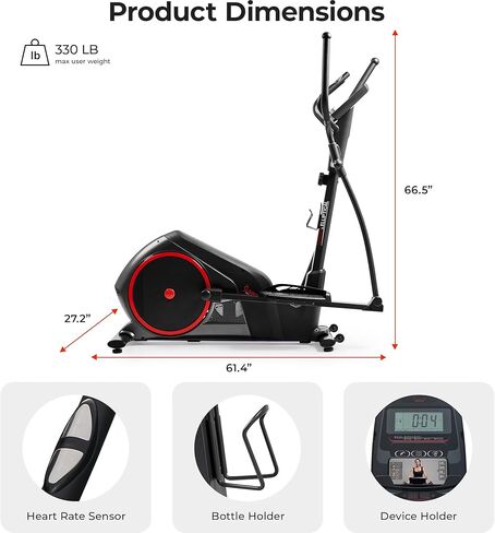 جهاز تدريب بيضاوي الشكل من شركة Sunny Health & Fitness Smart Endurance مع خطوة ممتدة، جهاز تمرين القلب المنزلي وجهاز تدريب لكامل الجسم، وصلة بلوتوث حصرية لتطبيق SunnyFit، خطوة اختيارية مقاس 14 بوصة و18 بوصة in Kuwait