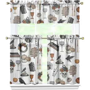 Boho Kitchen Curtains,Bohemian Flower Kitchen Curtains Sets for Windows,Kitchen Curtain Sink Window Valance 3 Piece Set,Boho Floral Kitchen Decor for Living Room 54x36 Inches