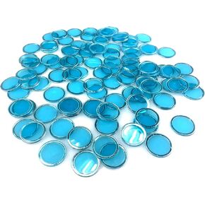 Bingo Lotto Game Accessories Transparent Counting Chips with Metal Edge Magnetic Casino Game Night Tokens/Education Math Markers/Chess/Number Alphabet Sorting Discs (Blue)