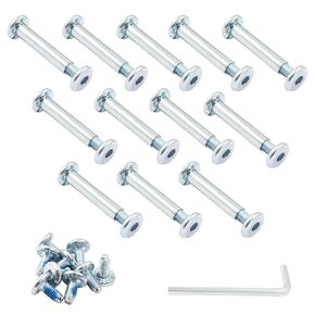 Luomorgo 12 Sets Inline Skate Wheel Screws, 6mm/15/64" OD Shaft Hex Socket Screw Axles for Roller Skate with Allen Wrench