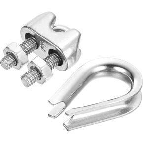 PATIKIL 1/16" Wire Rope Kit, 20 Pack M2 Wire Rope Cable Clamps & Stainless Steel Thimbles for 1/16" Diameter Wire Rope Rigging