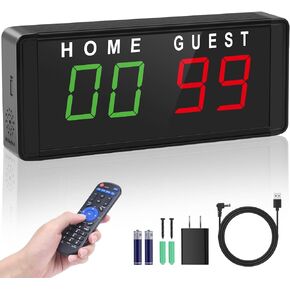 LED Electronic Scoreboard Digital Score Keeper with Remote & Tripod, Electric Scoreboard with Count down/Up Timer & 12/24h Clock for Corn Hole/ping Pong/Table Tennis, Indoor & Outdoor Games…