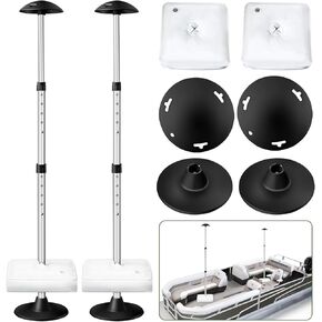 Boat Cover Support Poles, Pontoon Boat Cover Support System, Adjustable Height Boat Support Pole for V-Hull/Pontoon/Bass/Jon Boat Cover Accessories with Weight Bag 2 Pack