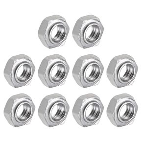 METALLIXITY Hex Weld Nuts Steel (1/4-20 Thread Size) 10Pcs, Carbon Steel Hexagonal Nuts - for Machinery Industry, Home Furniture Repair
