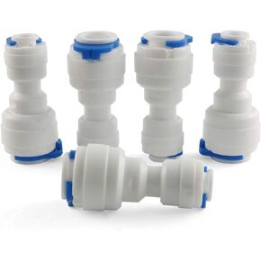 E-outstanding Quick Straight Connector 5PCS 1/4inch to 3/8inch OD Quick Straight Push Connector Water Tube Pipe Fitting Kit for RO Water Systems Purifiers Filters