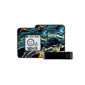 Wireless Portable, Aluminum Indoor Air Quality Monitor AIRVALENT (CO2, Relative Humidity, Temperature). Unique, Custom Design Meter, Sensor, Pocket Size (Black)