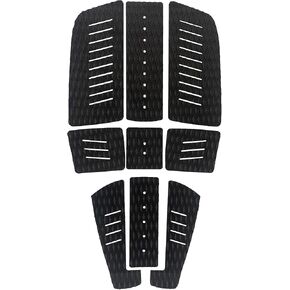 Surfboard Traction Pads Set, 9 Pieces EVA Pads for Front and Back, Adjustable with 3 Adhesive, Fits All Board Sizes (black-A)