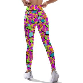 80s 90s Outfit Tummy Control Yoga Pants for Women with Pockets, High Waist Running Sports Workout Yoga Leggings