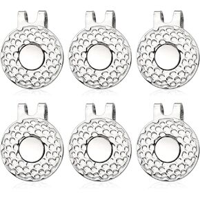 6pcs Magnetic Golf Hat Clips, Metal Ball Marker Holder for Cap Pants Bags Belts Golf Hat Clip Magnet Professional Accessories Gifts for Putting Green Lovers (0.98in, Earth Texture)