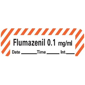 ANS-18D01 Anesthesia Tape with Date, Time and Initial, Removable, Flumazenil 0.1 mg/mL, 1 Core, 1/2" x 500", Imprints White with Fluorescence Red 333 (Pack of 1)