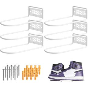 J JACKCUBE DESIGN Black Metal Floating Shoe Display Shelves for Wall Mount, Set of 6 Sneaker Showcase Organizer Rack Display -MK1068A