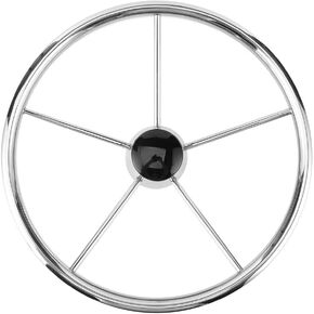 5 Spoke Boat Steering Wheel,15-1/2in 5 Spoke 10 Degree Steering Wheel Stainless Steel Marine Boat Accessories