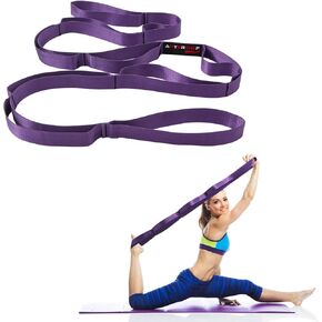 Yoga Stretching Strap for Physical Therapy with 10 Loops, Non-Elastic Exercise Strap for Pilates, Dance, and Gymnastics - Versatile Stretch Band