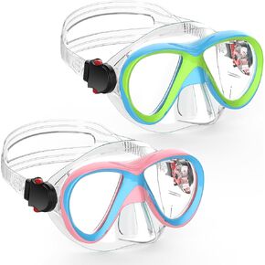 Kids Swim Swimming Goggles, Snorkel Diving Mask for Youth w/Nose Cover