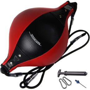 Double End Ball for Boxing Training, Materials, Elastic Rope, Universal Speed Ball with Pump (Red)