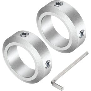 uxcell Set Screw Shaft Collar for 25mm Shaft, 2pcs Clamping Collars 38mm OD, 12mm Thickness, Aluminum Alloy Clamp-On Collar with M6 Set Screws and a Wrench