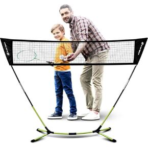 Badminton Net, Portable & Instant Setup (Tool Free Assembly) - Backyard Fun, Beach Park Picnic Outdoor Games