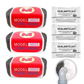 Daily Treasures 3pcs Steel Wool with Seal Putty, Prevent Steel Wool Mice Control Rust White Wall Seal Mud, Sharp to Prevent Rodents Excluder Mesh, Mouse Hole Filler for Holes Cracks in Garden House