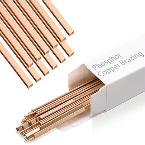 Tandefio 40 Sticks Brazing Rods Bcup-5 Silver Solder Phos Copper Brazing Alloys Flat Welding Rods Industry 0.050"x1/8"x10" for Air Conditioning Refrigerator Cold Storage HVAC Units(5% Silver)