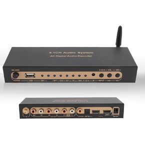 5.1 Channel Surround Sound Decoder, 192Khz 24Bit 4K ARC Optical Fiber Coaxial Analog Sound Decoder System Support for AC3, DTS, LPCM, HDCD, PCM (US Plug)