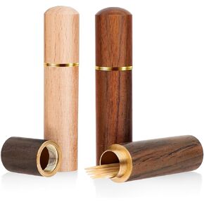 3pack Toothpick Holder Portable Wood Toothpick Case Waterproof Handmade Craft Toothpick Pocket Box Mini Toothpick Box for Storage Toothpick Needle Pill Bead Ear Pick Cotton Swab and Other Small Object