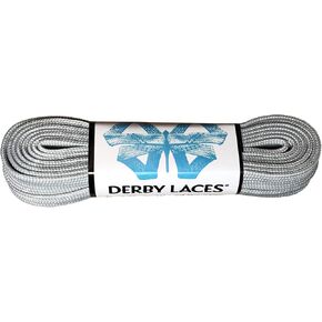 Solid Gray - Flat, 10mm wide, Waxed Shoe Lace for Boots, Skates, Roller Derby, and Hockey Skates