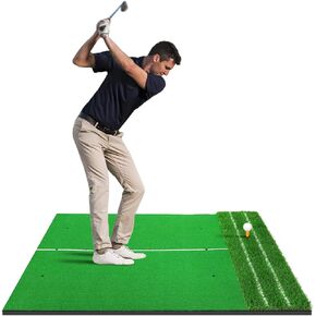 nuveti Golf Training Mat, 5x3FT Thickening Golf Training Mat, Golf Training Aids for Home Backyard Driving Chipping Indoor Outdoor Golf Swing Practice Mat Gifts for Men/Golf Lovers/Beginner