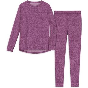 مجموعة Cuddl Duds Climate Right Girls من الصوف بأكمام طويلة من الأعلى والأسفل (تتوفر ألوان متعددة) (أرجواني، X-Small (XS، 4-5)) in Kuwait