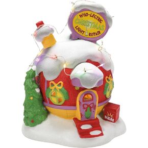 Department 56 Dr. Seuss Grinch Village Who-Lectric Christmas Light Repair Lit Building, 7 Inch, Multicolor