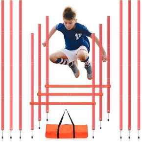 Football Agility Training Slalom Poles Adjustable Orange Agility Poles for Outdoor Agility Training Poles Equipment Applicable to Speed Physical Fitness Training Fitness Soccer & Basketball Training