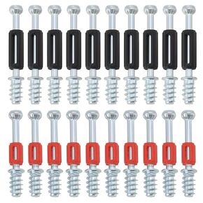 ECSiNG 200PCS Screw-in Wall Plugs Furniture Connector Lock Fastener Screw 6mm Thread 100PCS Red 39mm 100PCS Black 45mm for Wardrobe Cabinet Drawer Dresser