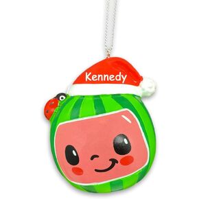 Cocomelon Christmas Ornament Officially Licensed Watermelon TV Santa Hat Christmas Tree Decoration with Custom Name