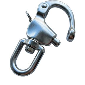 316 Stainless Steel Swivel Eye Snap Shackle, 124mm(4.88") Quick Release Shackle, Sailing Rigging, SCBA Mask Clip, Spinnaker Halyard Shackle, Silver