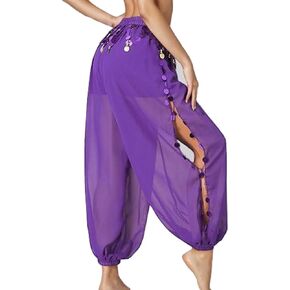 Women Girls Sequins Belly Dance Costume India Arabian Stage Performance Coins Harem Pants Trousers
