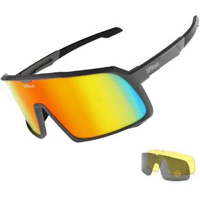 Polarized Sunglasses Men Women Cycling Glasses with 3 Interchangeable Lenses for Baseball Running Fishing Full Electroplating TR90 Sun Glasses Mountain Bike Accessories