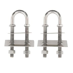 NovelBee 2-Pack of Stainless Steel Bow Stern Eye Tie Down U Bolt with Nuts and Washers,Stock Dia.1/3" (Length:5")