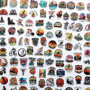 100Pcs Cool Bicycle Decals on Bike Biking Graphic Road Bike Mountain Bike Frame Stickers Bike Fork Decals for Helmet Frame Stickers