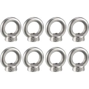 uxcell Lifting Eye Nut M6 Female Thread 304 Stainless Steel Round Shape for Rope Fitting Pack of 8