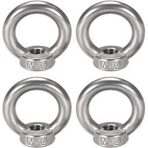 uxcell Lifting Eye Nut M10 Female Thread 304 Stainless Steel Round Shape for Rope Fitting Pack of 4