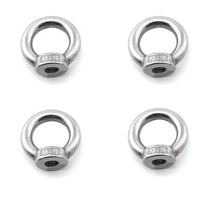 heyous 4pcs M10 304 Stainless Steel Ring Shape Lifting Eye Threaded Nut for Marine Hardware