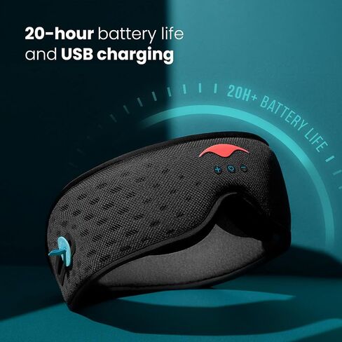 Manta Sound Sleep Mask with Bluetooth Headphones, 100% Blackout Bluetooth Eye Mask for Sleeping, Bluetooth Sleep Mask for Side Sleepers, Adjustable Fit, Ultra Comfortable Sleep Mask Perfect for Travel in Kuwait
