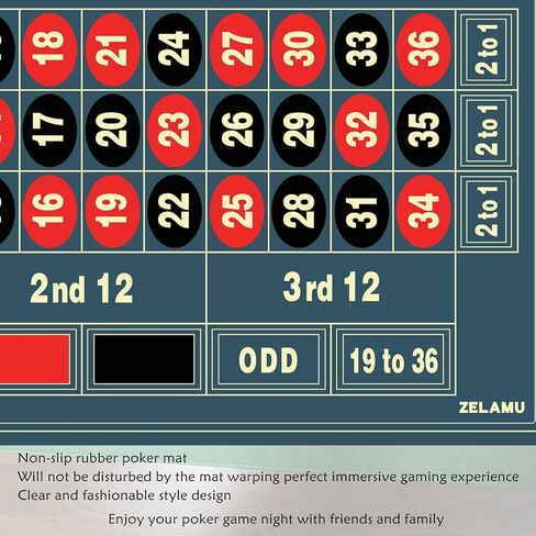 Roulette Poker Table Mat, 47x23.6 Inch Non-Slip Rubber Poker Mat, Suitable for Poker Night, Parties, Home Entertainment Blue(Roulette, 47 Inch) in Saudi Arabia