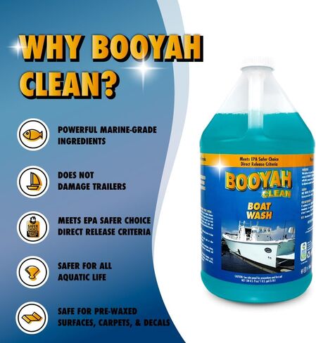BooYah Clean Boat Wash – Only 4oz Per Gallon Super Concentrated Formula for Cleaning All Types of Watercraft – Meets EPA Safer Choice Direct Release Criteria in Saudi Arabia